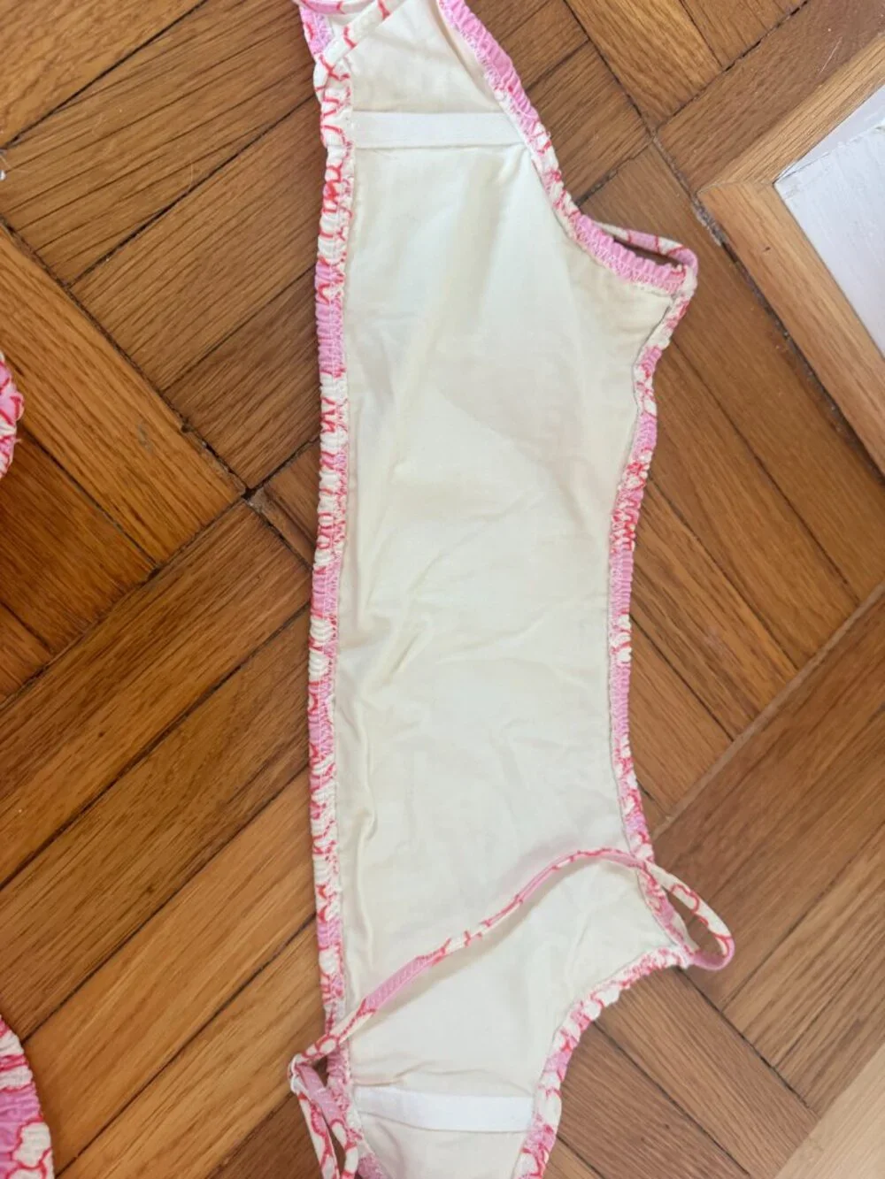TRIANGL Pink Floral Smocked Bikini Set Medium (Includes Bag)